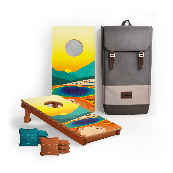 Cornhole Boards Yellowstone 1ft x 2ft Graphic Wood Travel Cornhole Set | National Parks Inspired Collection