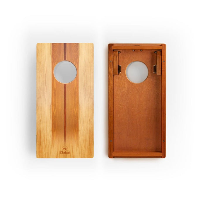 Cornhole Boards 1ft x 2ft Graphic Wood Travel Cornhole Set | Natural Surf Beach Collection
