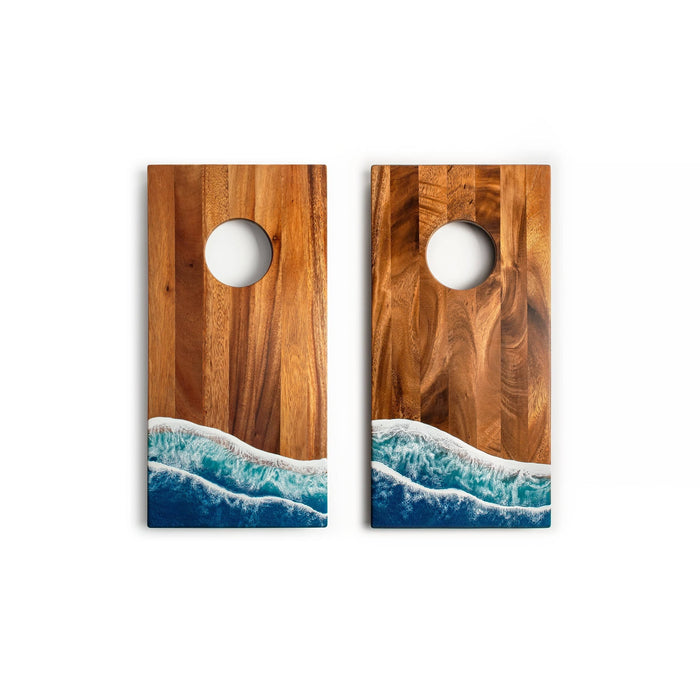 Cornhole Boards 1ft x 2ft Resin & Wood Travel Cornhole Set | Beach Wave