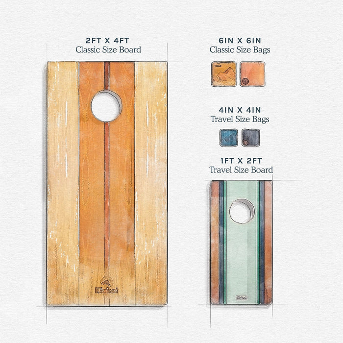Cornhole Boards 1ft x 2ft Resin & Wood Travel Cornhole Set | Live Edge River Collection