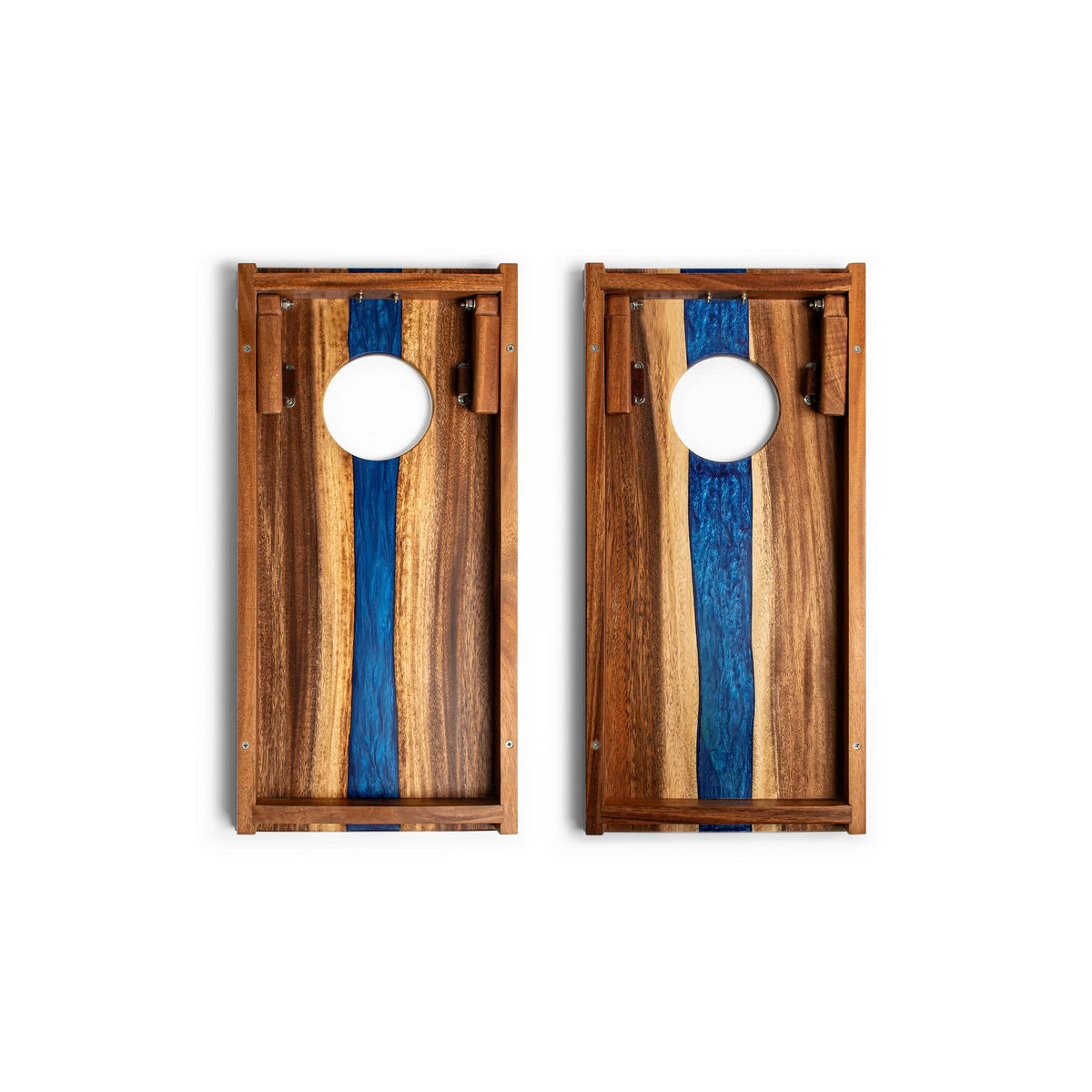 Cornhole Boards 1ft x 2ft Resin & Wood Travel Cornhole Set | Live Edge River Collection