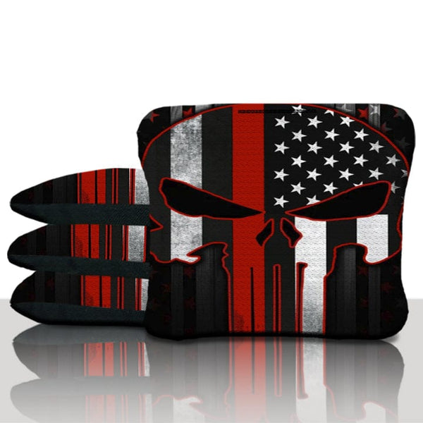Pro Punisher Red Line Skull Cornhole Bags