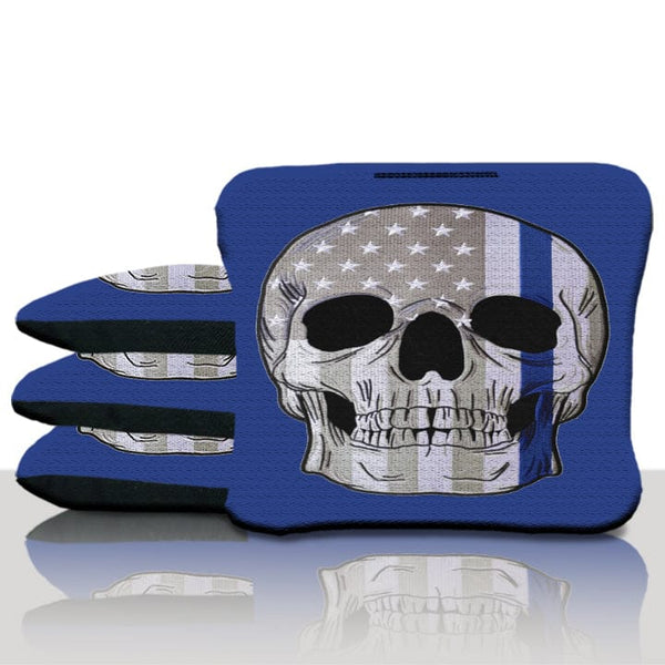 Pro Blue Line Skull Cornhole Bags