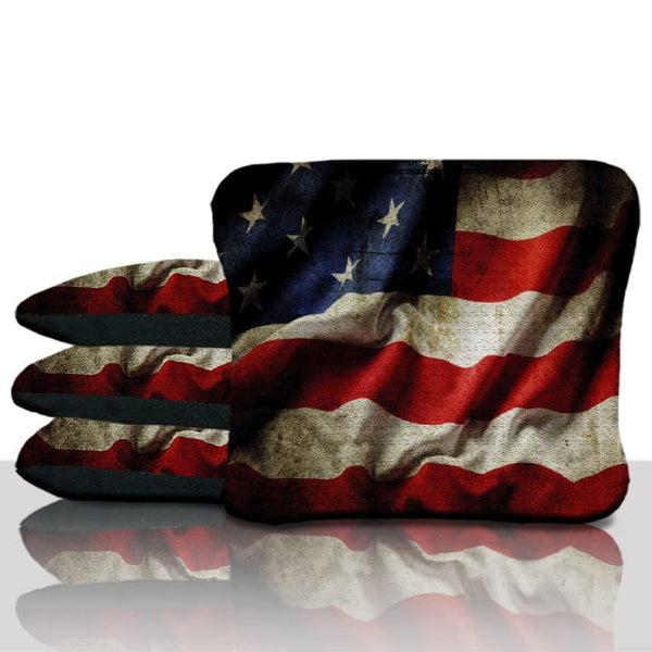 Pro Wavy Vintage American Flag Cornhole Bags