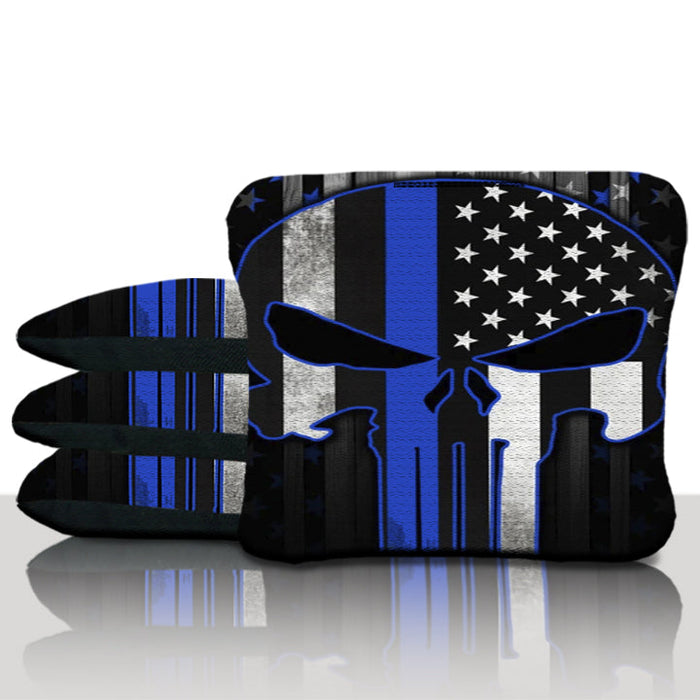 Blue Line Punisher Skull Cornhole Bags