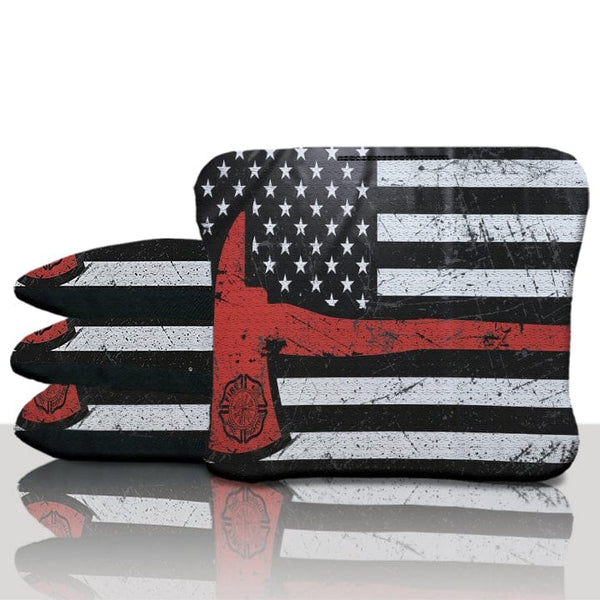 Pro American Flag Red Line Axe Cornhole Bags