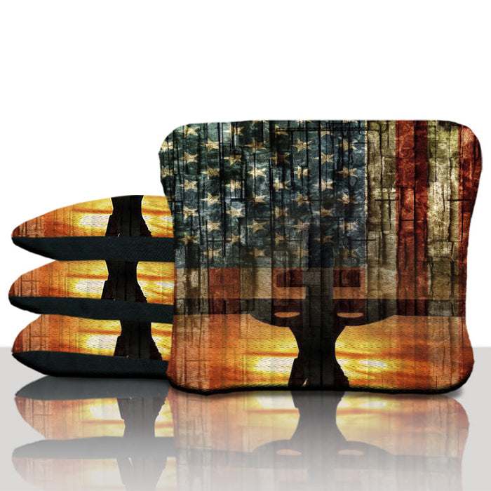 Cross Sunset American Flag Cornhole Bags