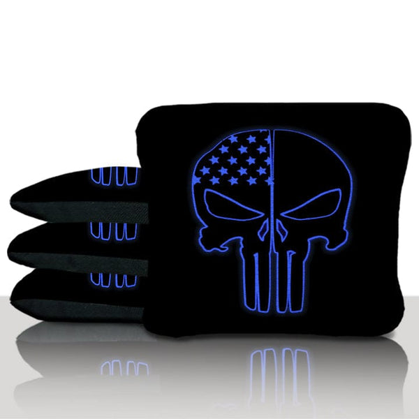 Pro Blue Skull Cornhole Bags