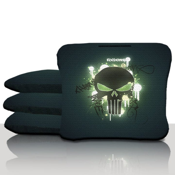 Pro Neon Punisher Skull Cornhole Bags