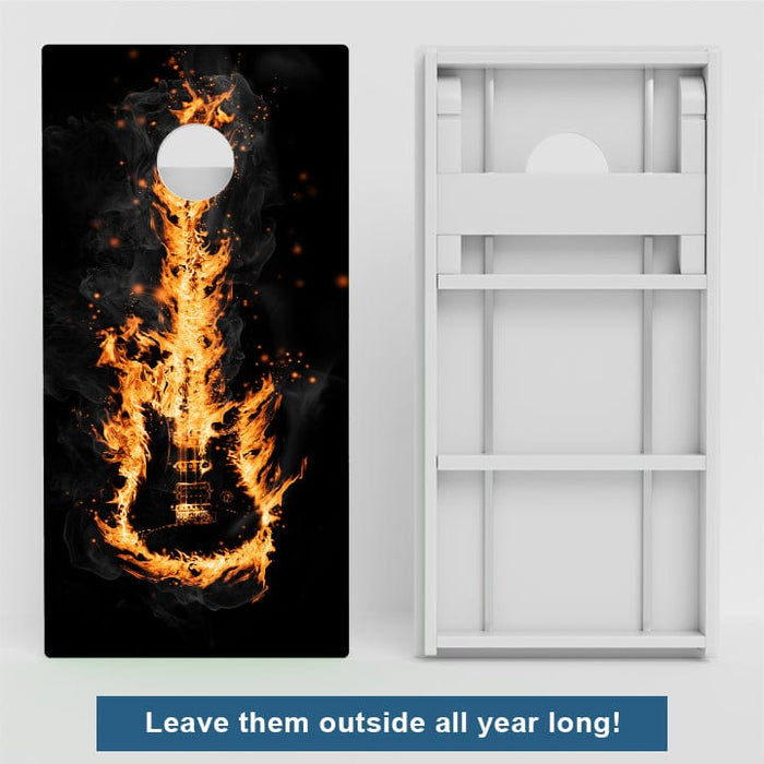 Boards Flaming Guitar Weather Proof Cornhole Boards