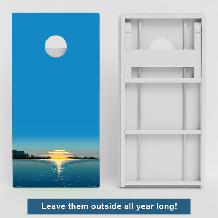 Boards Lake Sunset Weather Proof Cornhole Boards