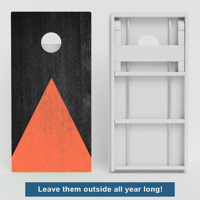 Boards Wood Grain With Orange Weather Proof Cornhole Boards
