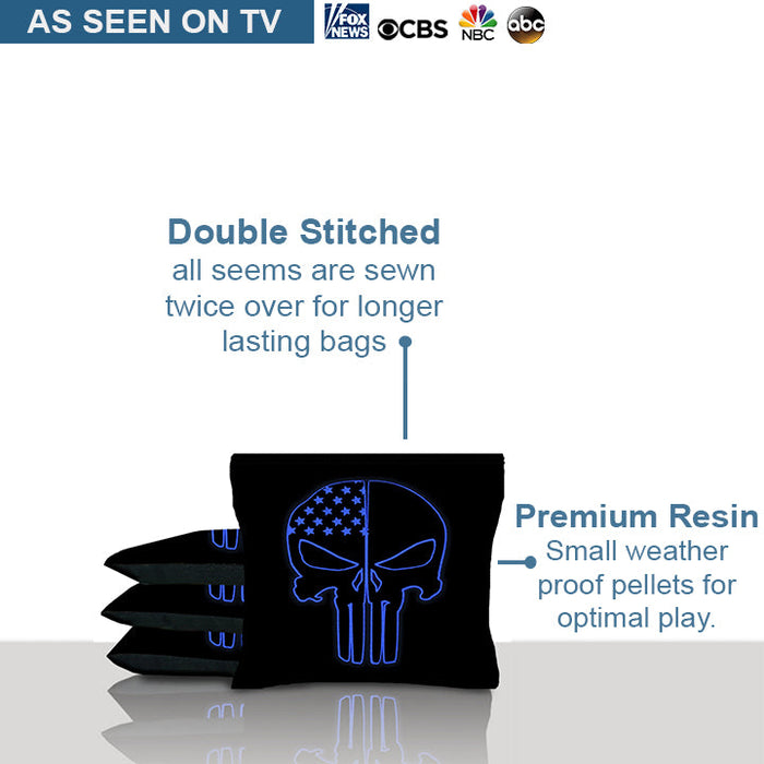 Blue Skull Cornhole Bags