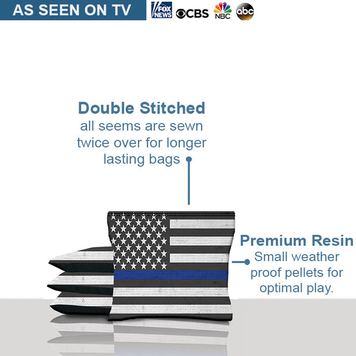 Blue Line American Flag Cornhole Bags