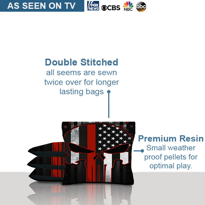 Punisher Red Line Skull Cornhole Bags