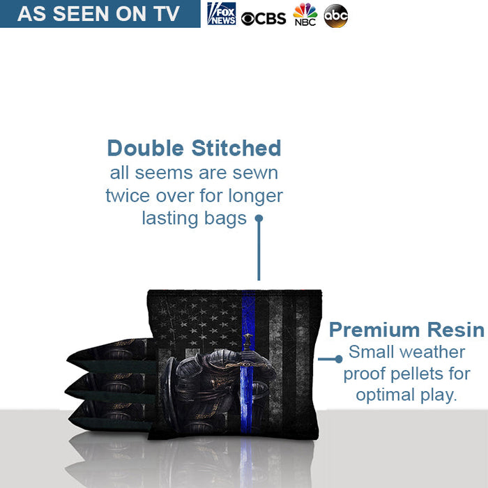 Thin Blue Line Knight Cornhole Bags