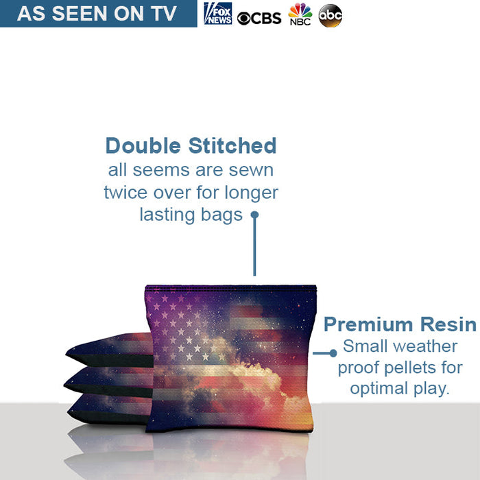 American Flag Smoke Cornhole Bags
