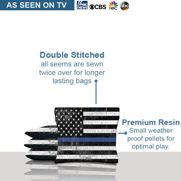 Rustic Blue Line Cornhole Bags