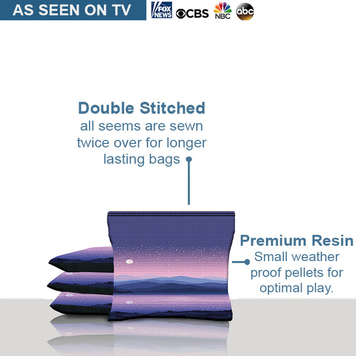 Purple Sunset Cornhole Bags