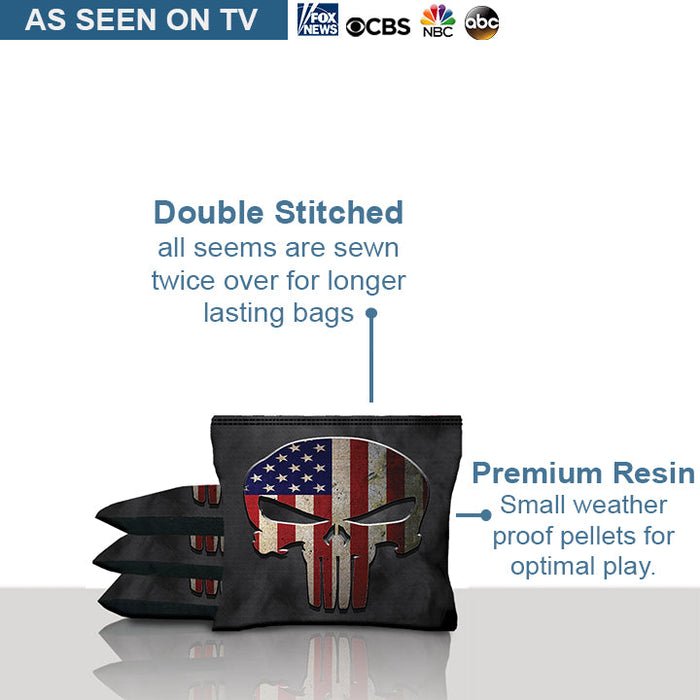 American Flag Punisher Skull Cornhole Bags