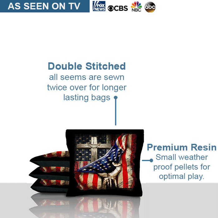 American Flag Cross Cornhole Bags