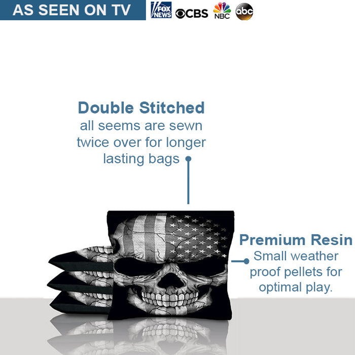 American Flag Punisher Gray Skull Cornhole Bags