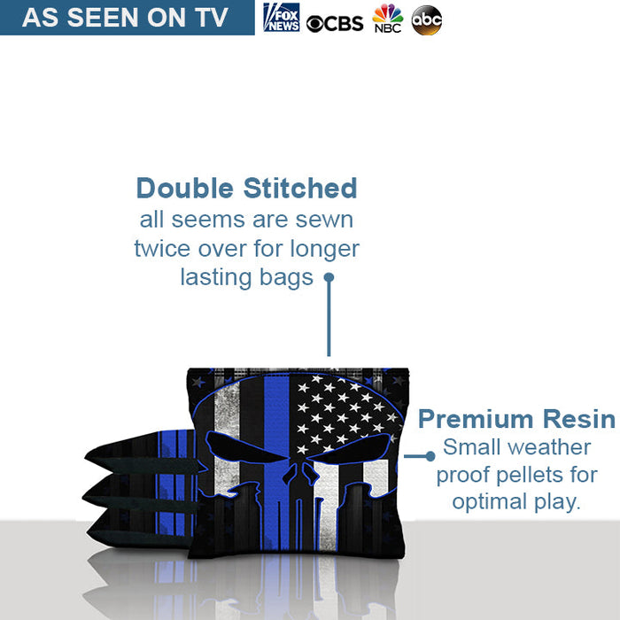 Blue Line Punisher Skull Cornhole Bags