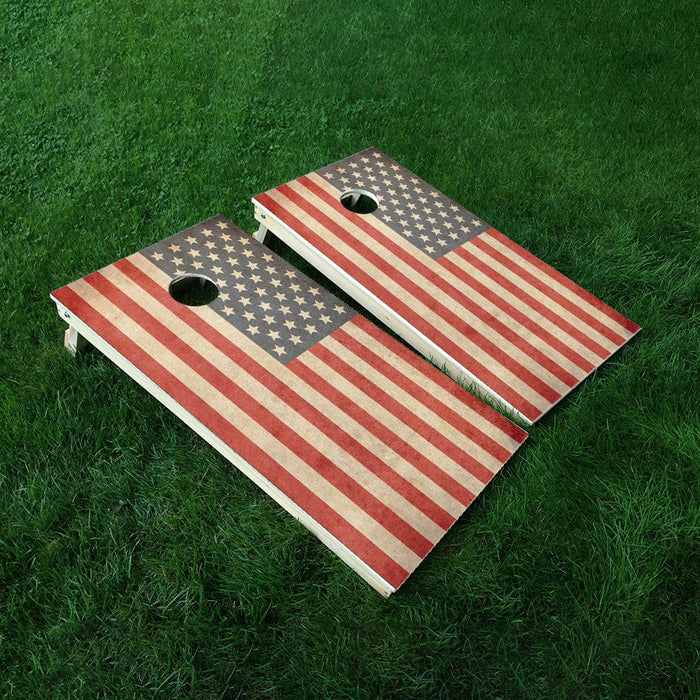 Classic Flag Cornhole Boards Wraps (Set of 2)