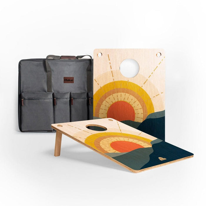 Cornhole Boards Sunrise 22-in × 31-in Wood Travel Cornhole Boards Set | Weekender Collection