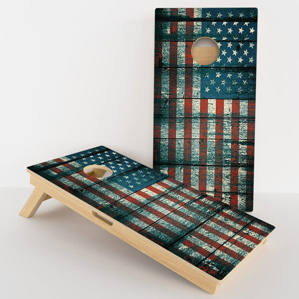 Boards Vintage Paneled American Flag Professional Cornhole Boards