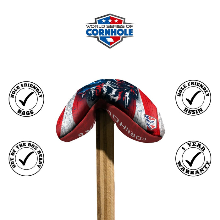 Cornhole Bags 8 Pro Cornhole Bag Set - USA Drippy Skull Red Blue