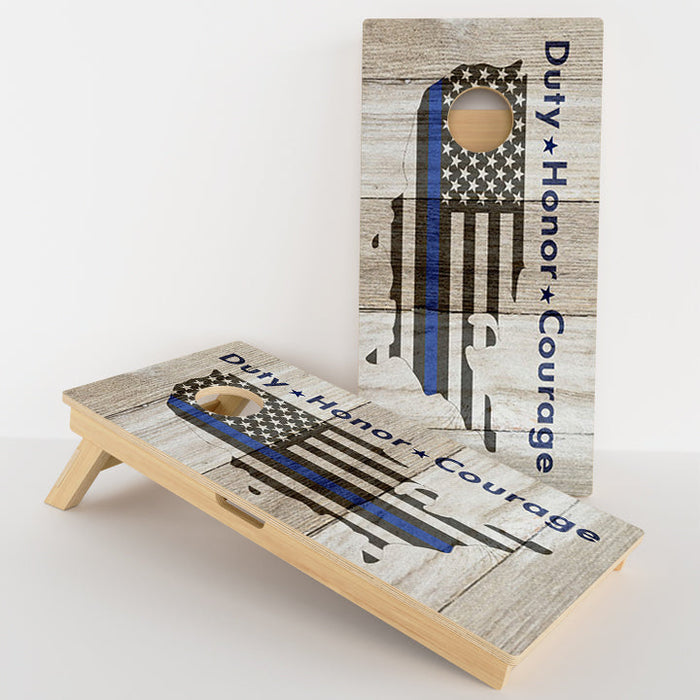 Duty Honor Courage Blue Line Professional Cornhole Boards