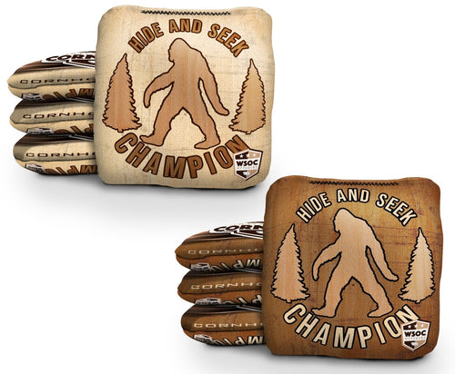 8 Pro Cornhole Bag Set - Bigfoot Hide and Seek Tan Dark Tan