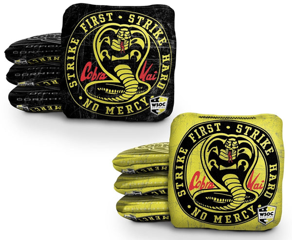 Cornhole Bags 8 Pro Cornhole Bag Set - Strike First Strike Hard Black & Yellow