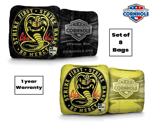 Cornhole Bags 8 Pro Cornhole Bag Set - Strike First Strike Hard Black & Yellow