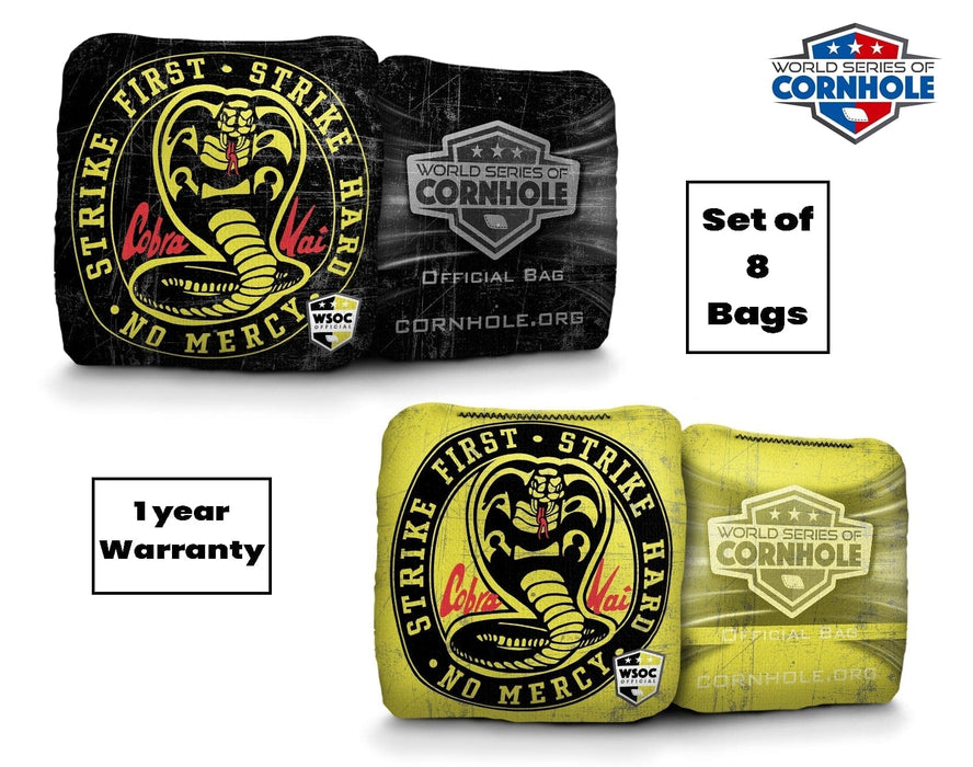 Cornhole Bags 8 Pro Cornhole Bag Set - Strike First Strike Hard Black & Yellow