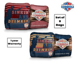 Cornhole Bags 8 Pro Cornhole Bag Set - Sinkin and Drinkin Red & Blue