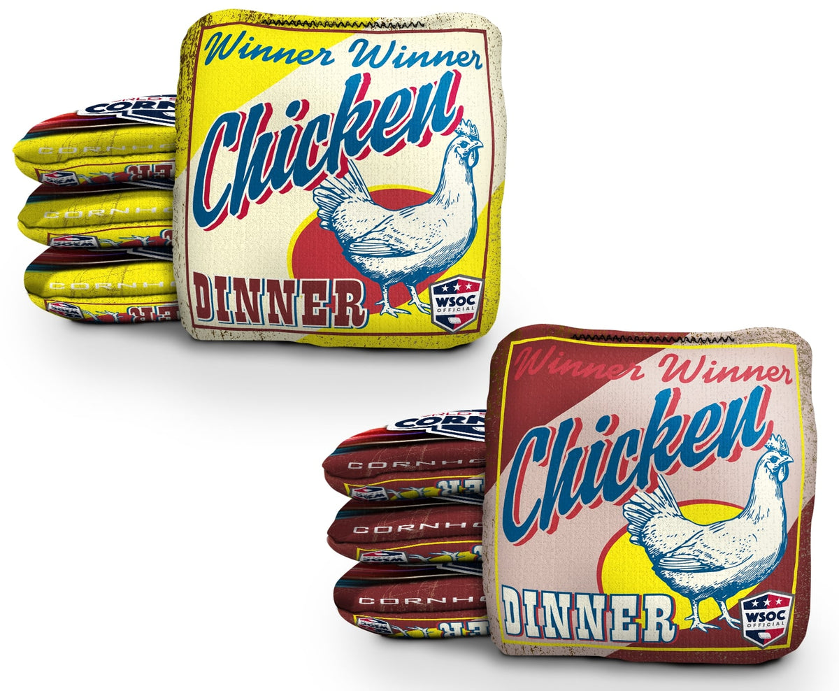 Cornhole Bags 8 Pro Cornhole Bag Set - Winner-Winner Chicken Dinner Yellow & Red