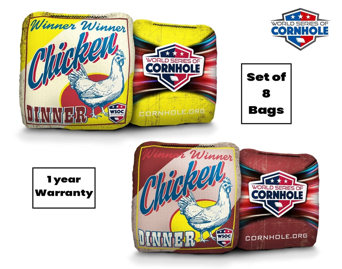 Cornhole Bags 8 Pro Cornhole Bag Set - Winner-Winner Chicken Dinner Yellow & Red