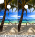 Palm Tree on Beach-2 Cornhole Boards Wraps (Set of 2)