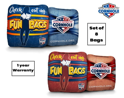 Cornhole Bags 8 Pro Cornhole Bag Set - Check Out My Fun Bags - Blue & Red
