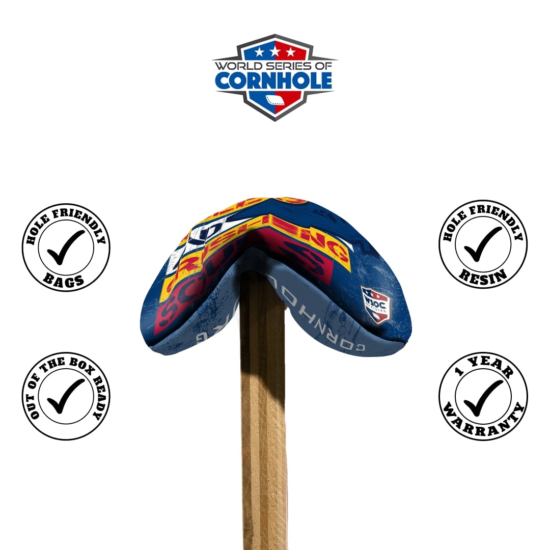 Cornhole Bags 8 Pro Cornhole Bag Set - Hittin Holes & Crushing Souls - Blue & Red