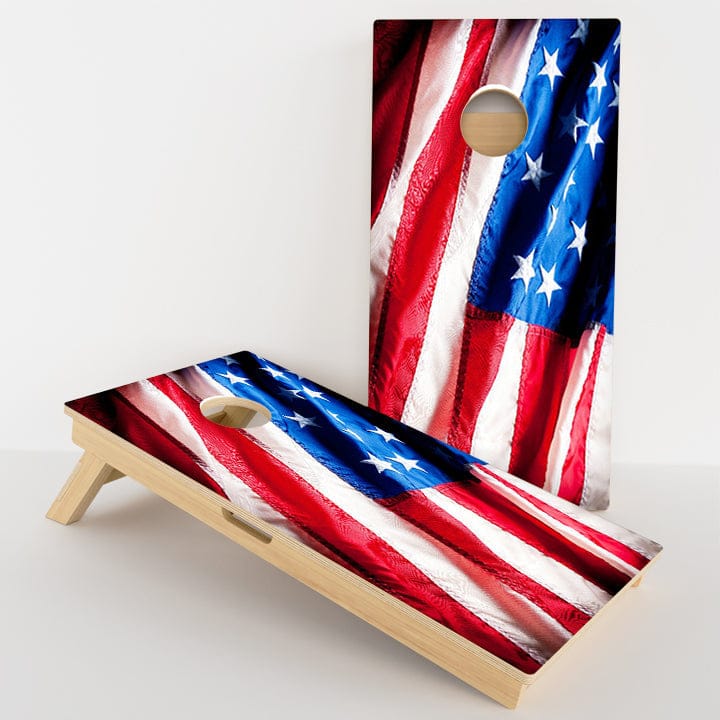 Boards American Flag Wavy Rustic Professional Cornhole Boards