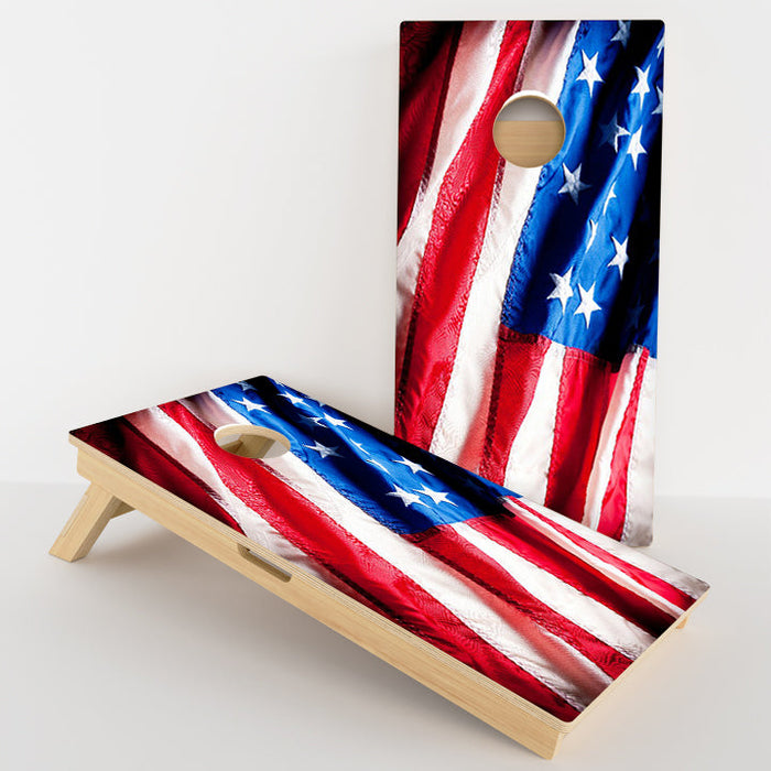 American Flag Wavy Rustic Professional Cornhole Boards