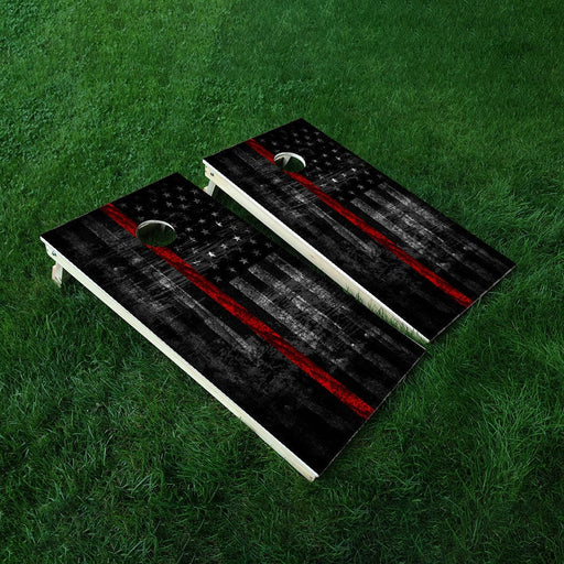 Dark Red Lines Cornhole Boards Wraps (Set of 2)