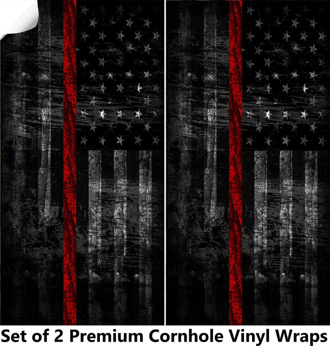 Dark Red Lines Cornhole Boards Wraps (Set of 2)