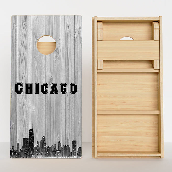 Chicago Black & White City Baseball Professional Cornhole Boards