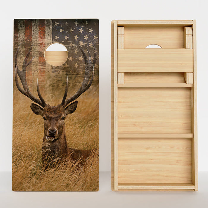 American Deer Flag Cornhole Boards