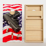 Boards American Flag With Pistol Professional Cornhole Boards