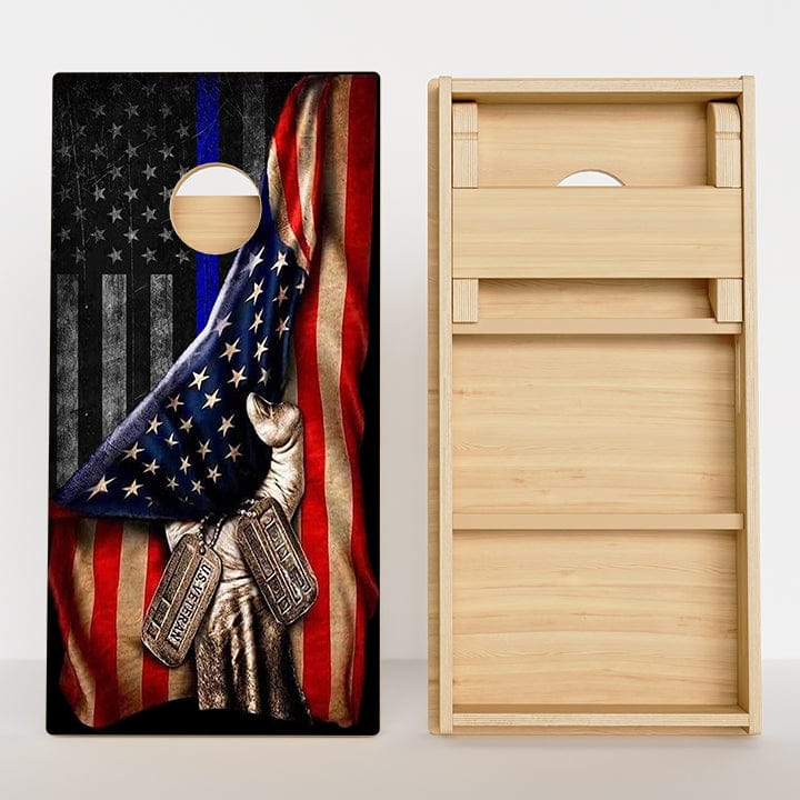 Boards Pulled Blue Line American Flag Professional Cornhole Boards
